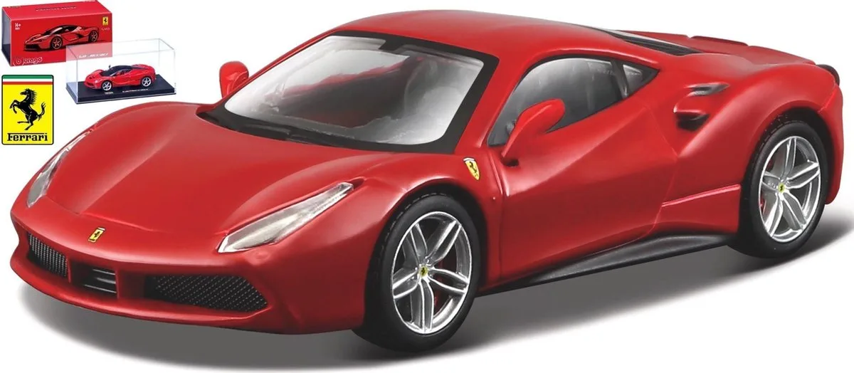 FERRARI 488 GTB 1:43 van Bburago in Rood – productfoto