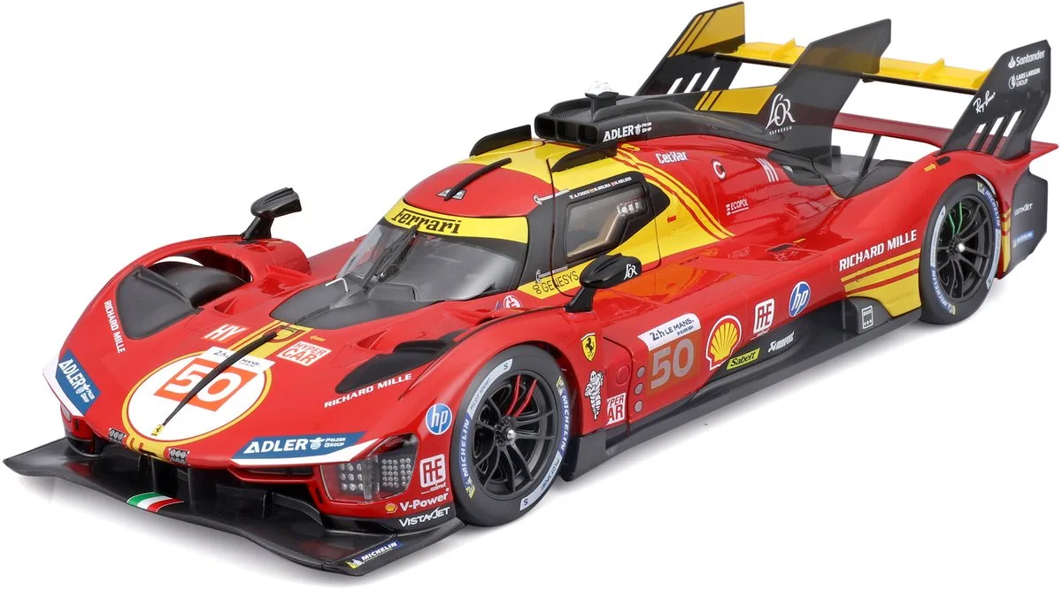 Ferrari 499P #50 - 24h Le Mans 2024 - 1:18 von Bburago in Gelb – Produktfoto