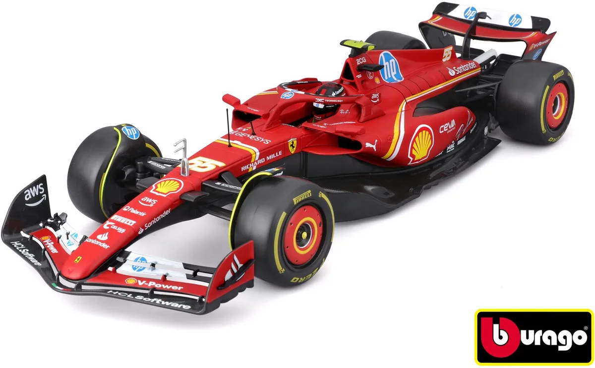 FERRARI -F1 SF-24 2024 CARLOS SAINZ -Burago modelauto 1:18 de Bburago en Rouge – photo du produit