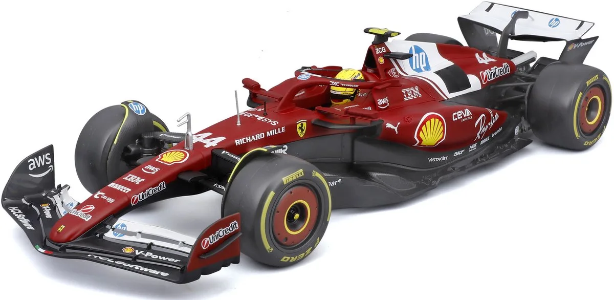 Ferrari SF-25 #44 Lewis Hamilton Season Car 2025 Bburago 1:18 by Bburago in Red, White, Blue – product photo