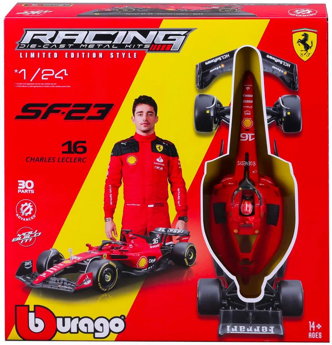Ferrari Sf23 - Modelauto - Schaal 1:24 från Bburago i Röd, Svart – produktbild