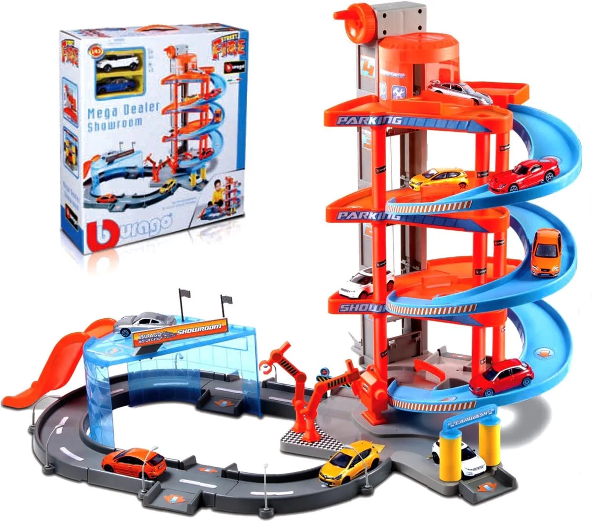 Garage - Modelauto - Schaal 1:43 från Bburago i Blå, Orange – produktbild