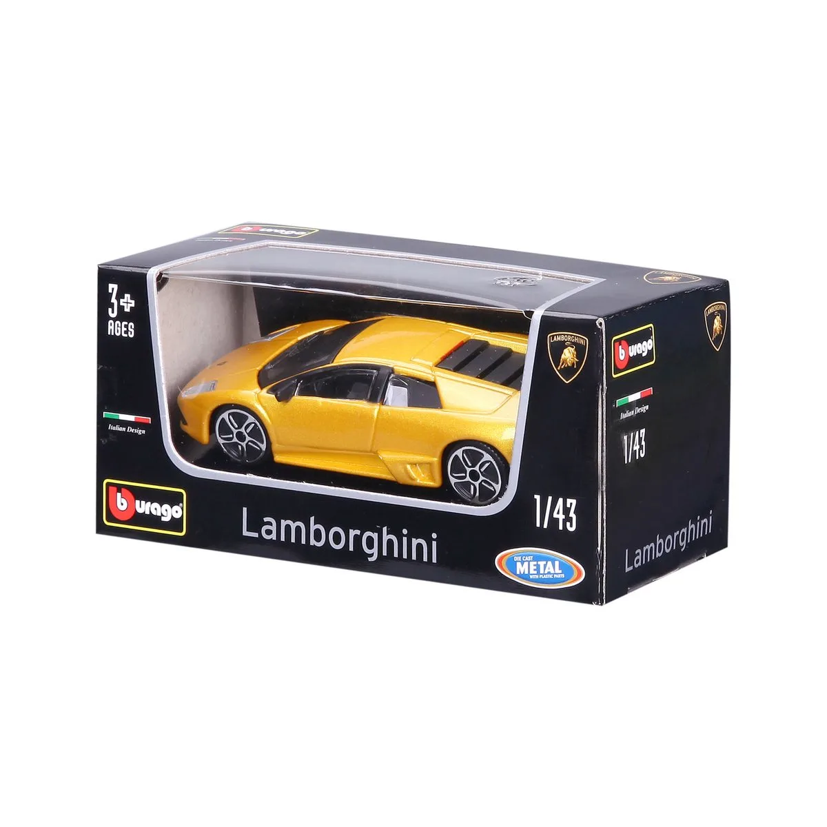 Lamborghini 1:43 Sportwagen miniatuur Voorgemonteerd från Bburago i Gul – produktbild