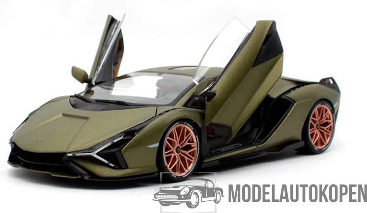 Lamborghini Sián FKP 37 1:18 Bburago - Modelauto - Schaalmodel - Model auto - Schaal auto - Miniatuurautos - Miniatuur auto de Bburago en Legergroen – photo du produit