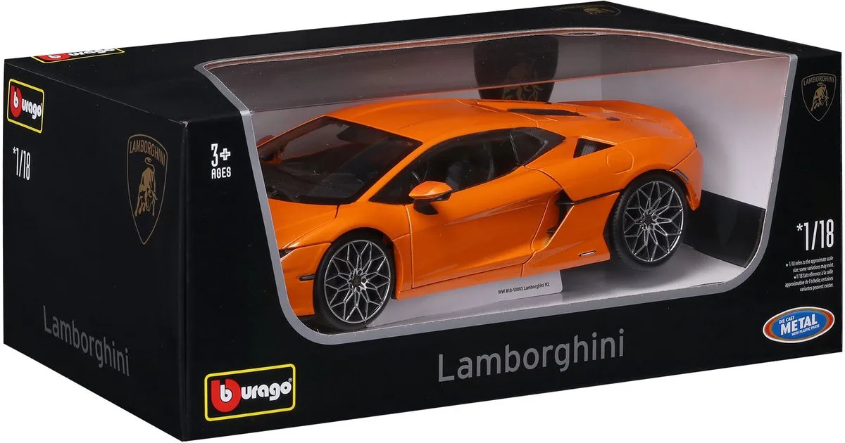 Lamborghini Temerario 1:18 Modèle réduit de voiture de Bburago en Mat oranje – photo du produit