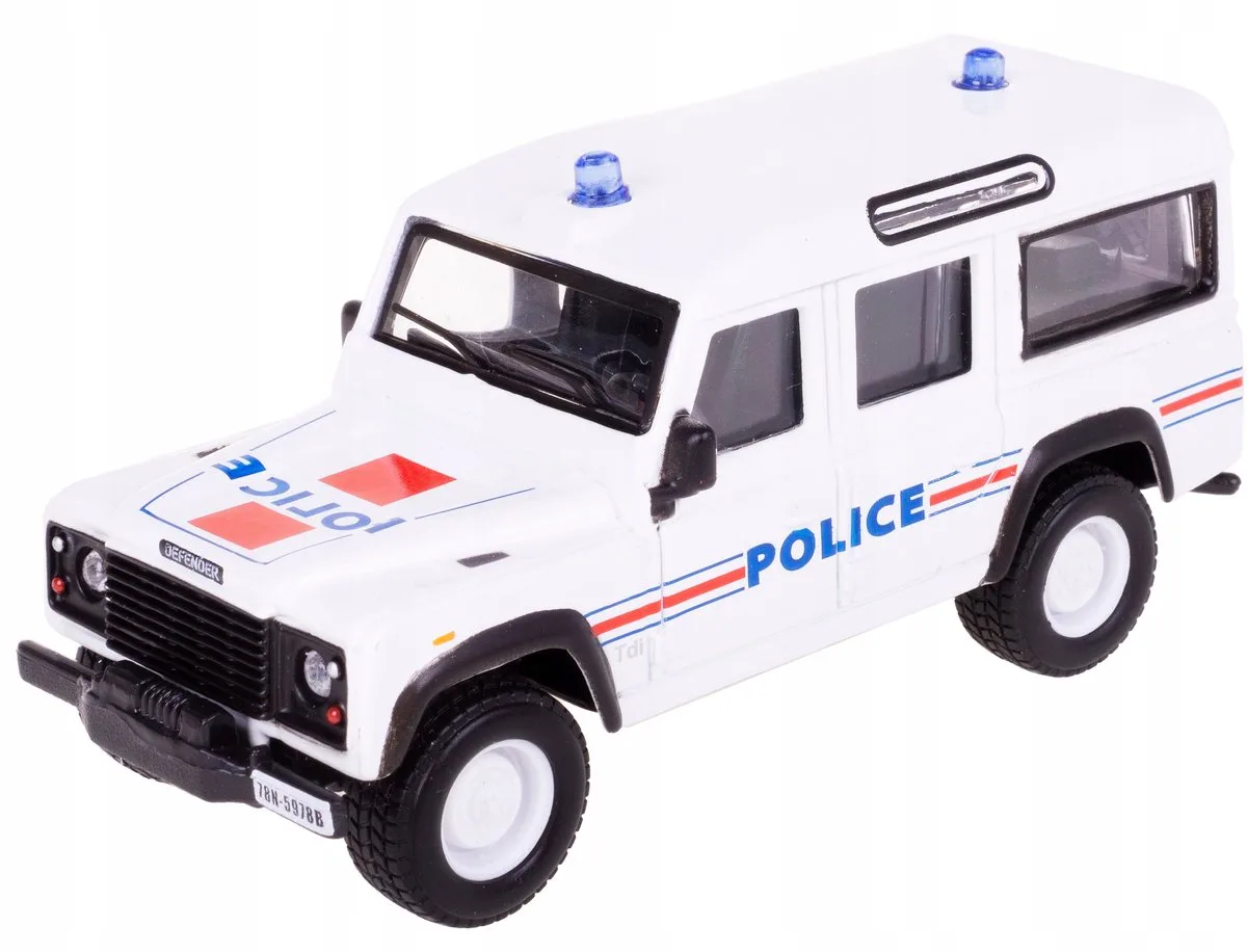 Land Rover Defender 110 Politie Model Auto 1:47 van Bburago – productfoto