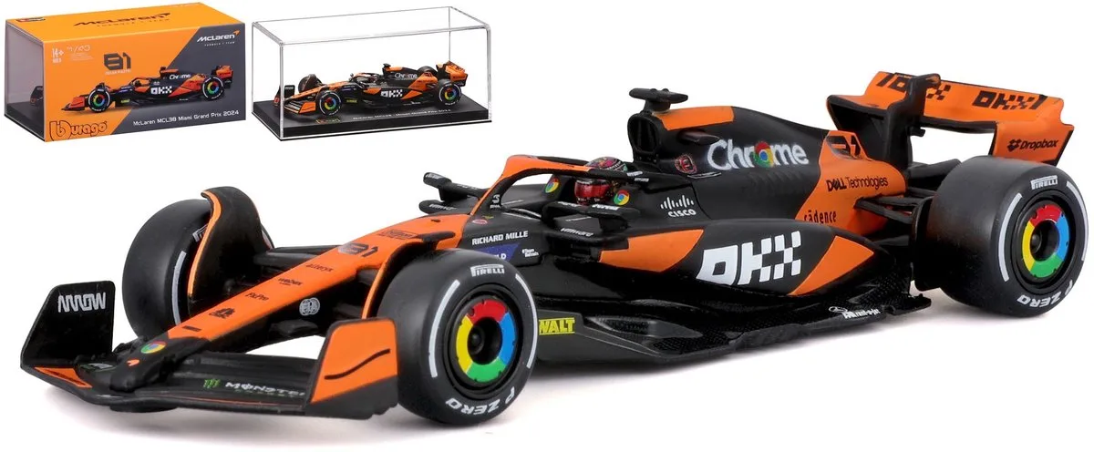 McLaren Mcl 38 - Modelauto - Schaal 1:43 de Bburago en Orange, Noir – photo du produit