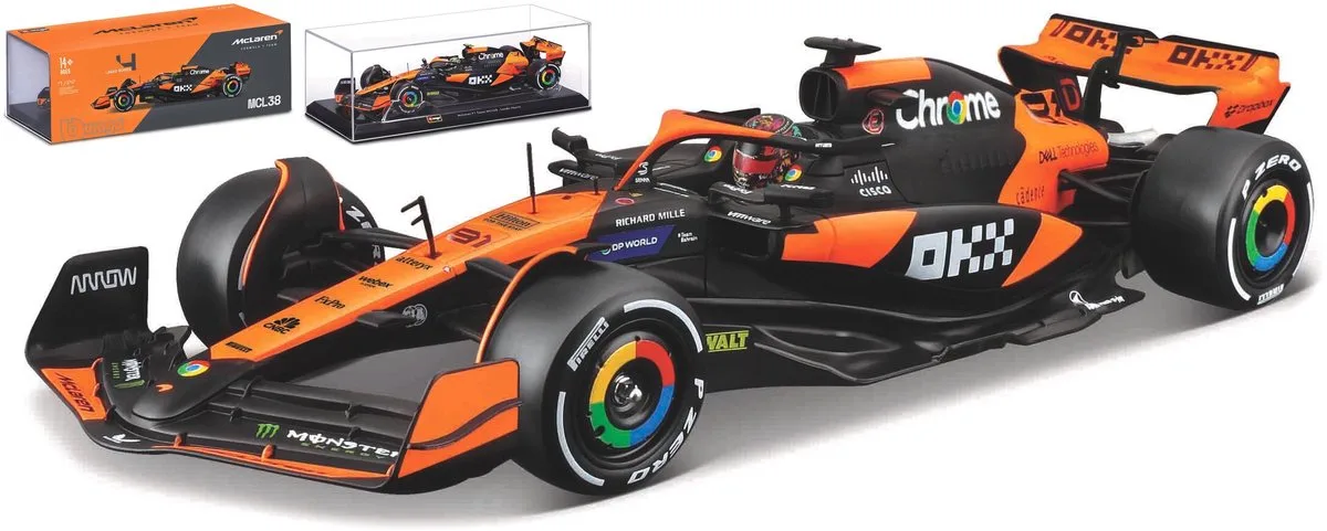 McLaren Mcl38 - Modelauto - Schaal 1:24 by Bburago in Orange, Black – product photo