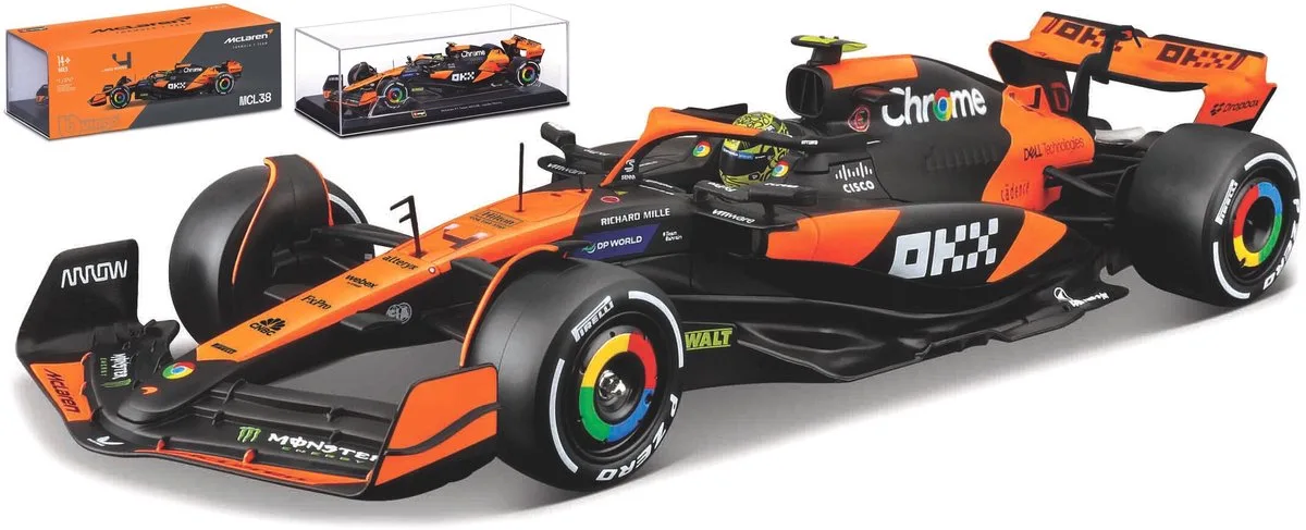 McLaren Mcl38 - Modelauto - Schaal 1:24 från Bburago i Orange, Svart – produktbild