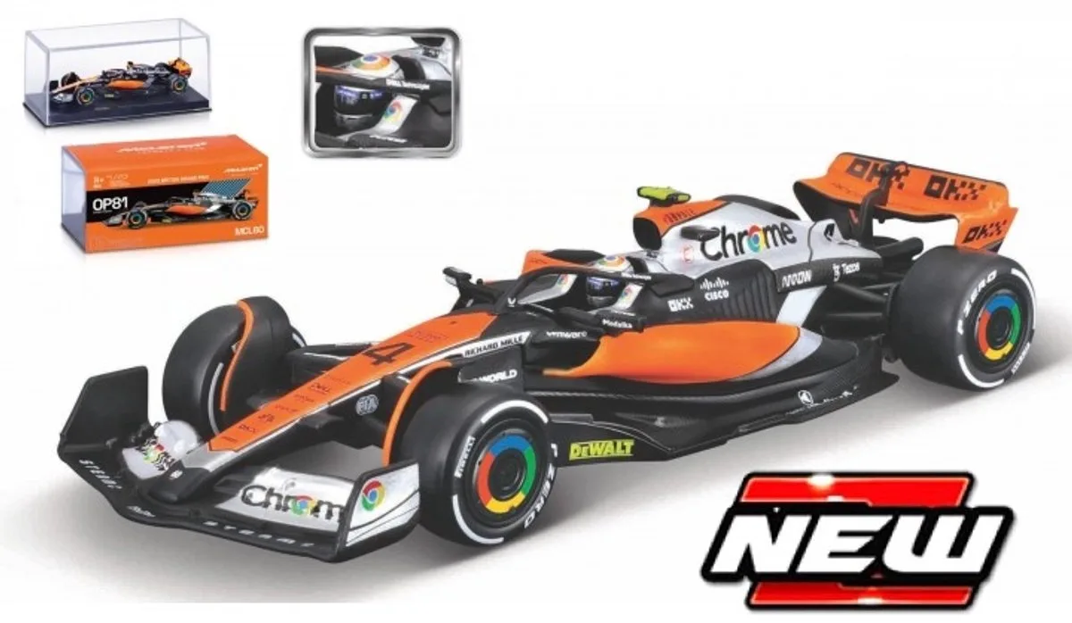 McLaren MCL60 - Lando Norris - British GP 2023 LUXE 1:43 van Bburago in Oranje – productfoto