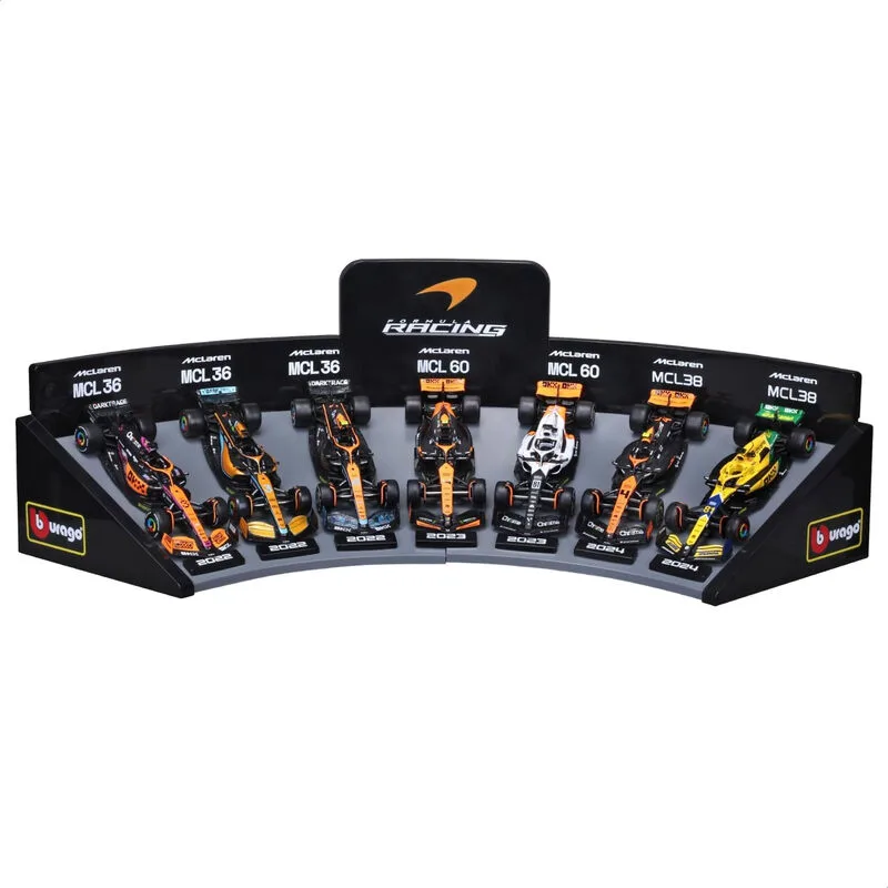MCLAREN RACING Échelle 1/43 Formule 1 Pack de 7 Véhicules avec Présentoir de Bburago – photo du produit