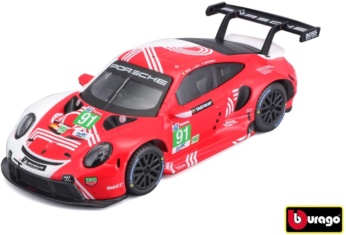 Porsche 911 RSR #91 2020 24H LeMans von Bburago in Weiß – Produktfoto