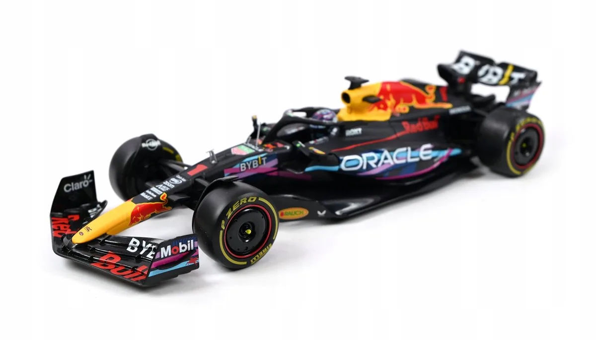 RB19 Miami GP 2023 Max Verstappen Schaal 1:24 Modelauto von Bburago in Schwarz – Produktfoto