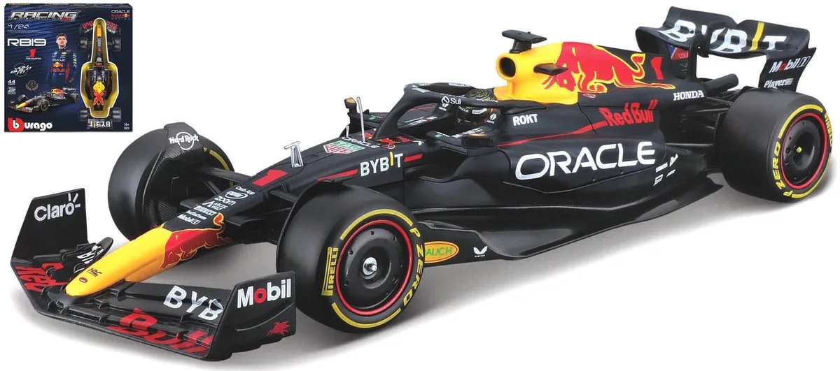 Red Bull Racing RB19 - #1 Max Verstappen - Formule 1 2023 - wereldkampioen bouwpakket - schaalmodel - modelauto - schaal 1:24 van Bburago in Donker Blauw, Rood, Geel – productfoto