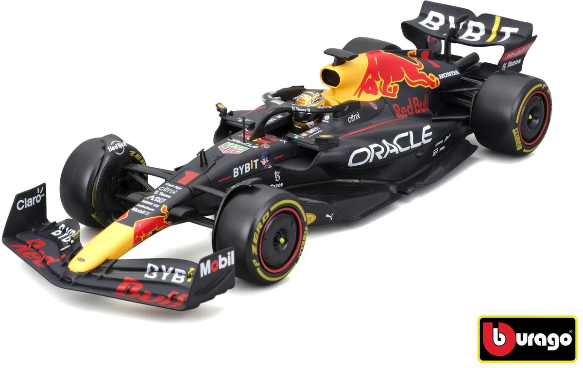 Red Bull RB18 #33 M. Verstappen 2022 Abu Dhabi von Bburago in Gelb – Produktfoto