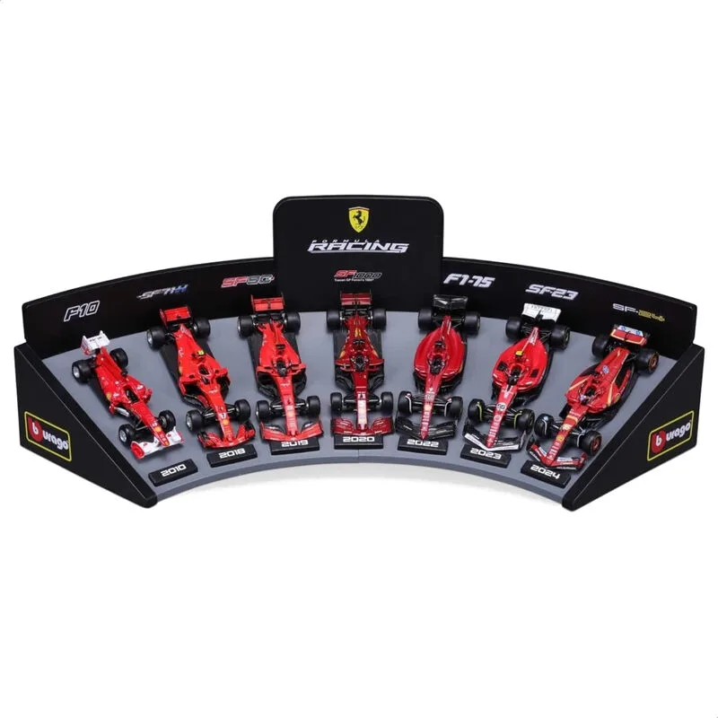 Scuderia Ferrari Échelle 1/43 Pack de 7 Voitures de Formule 1 avec Présentoir de Bburago – photo du produit
