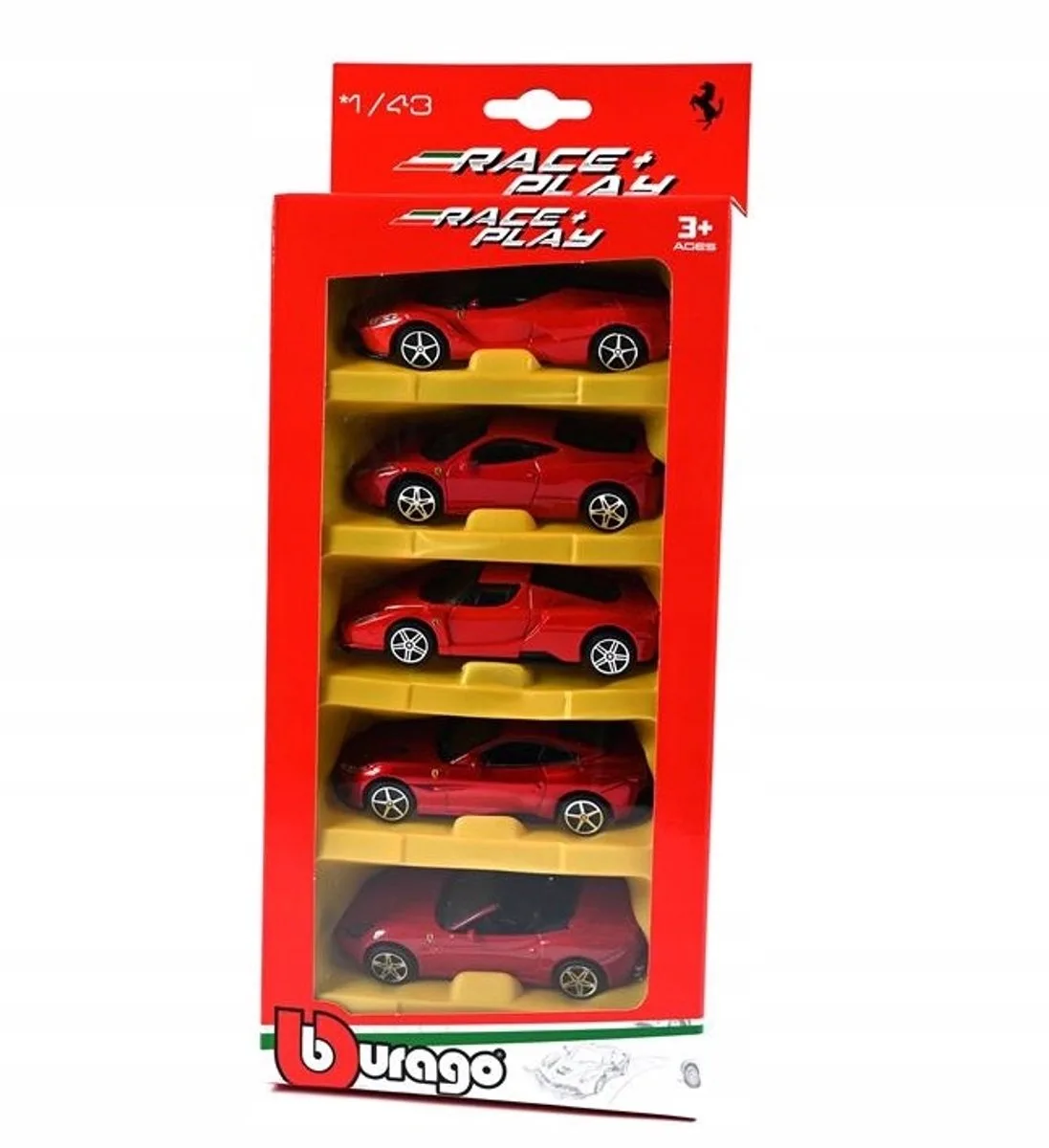 Set 1:43 Metalen Auto's - 5 Stuks van Bburago in Rood – productfoto