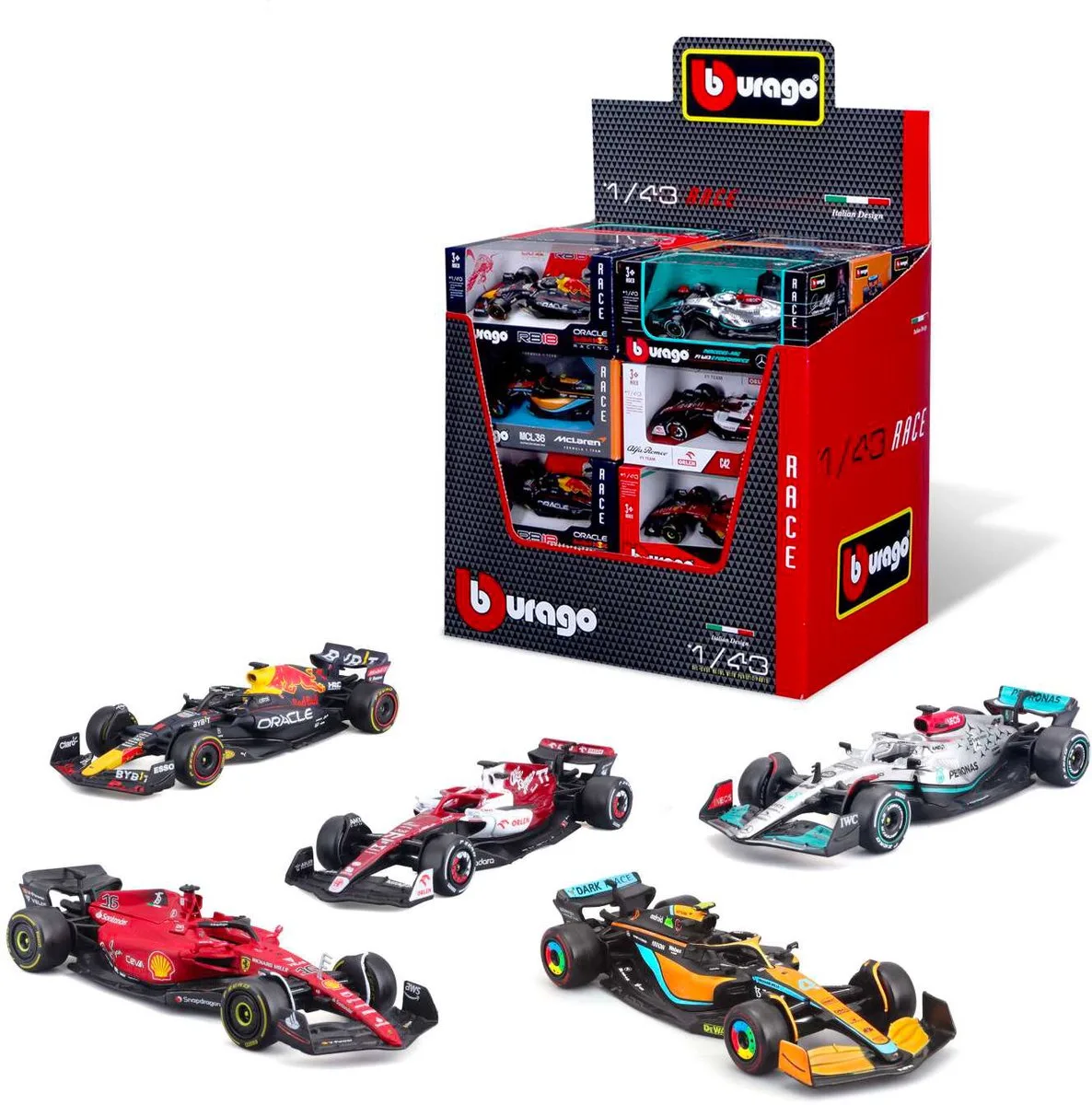 Set - Modelauto - Schaal 1:43 - Div. fra Bburago i Div. – produktbillede