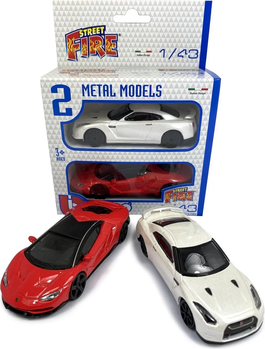 Set - Modelauto - Schaal 1:43 van Bburago in Rood, Zilver – productfoto
