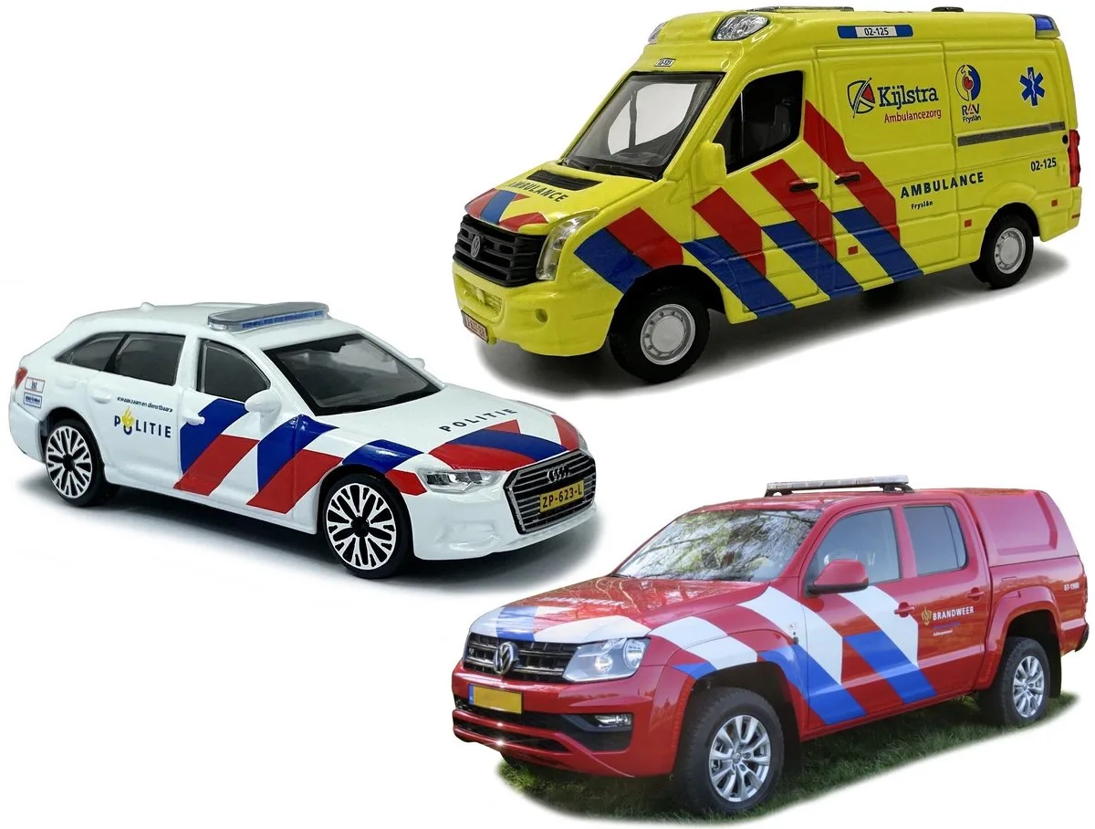 Set - Modelauto - Schaal 1:43 von Bburago in Weiß, Rot, Blau, Gelb – Produktfoto
