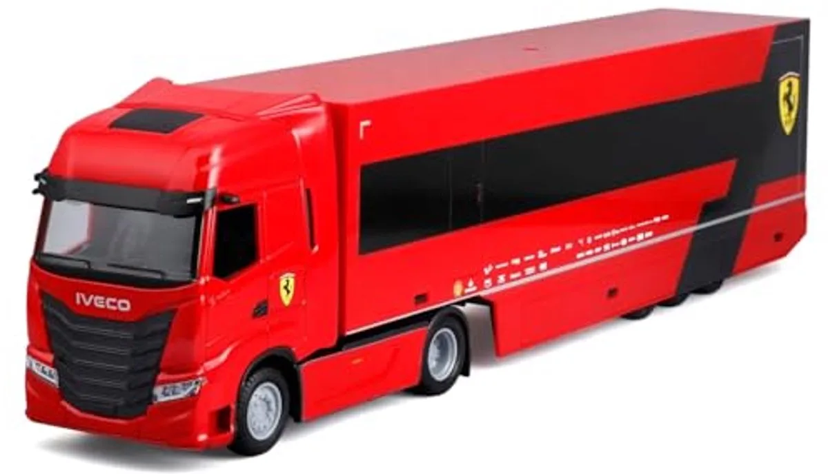 speelgoed vrachtwagen Ferrari Iveco S-Way 570 Racing 1:43 modelauto. van Bburago in Meerkleurig – productfoto