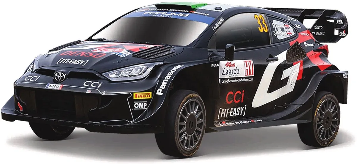 Toyota Yaris - Modelauto - Schaal 1:43 van Bburago in Zwart, Wit, Rood – productfoto