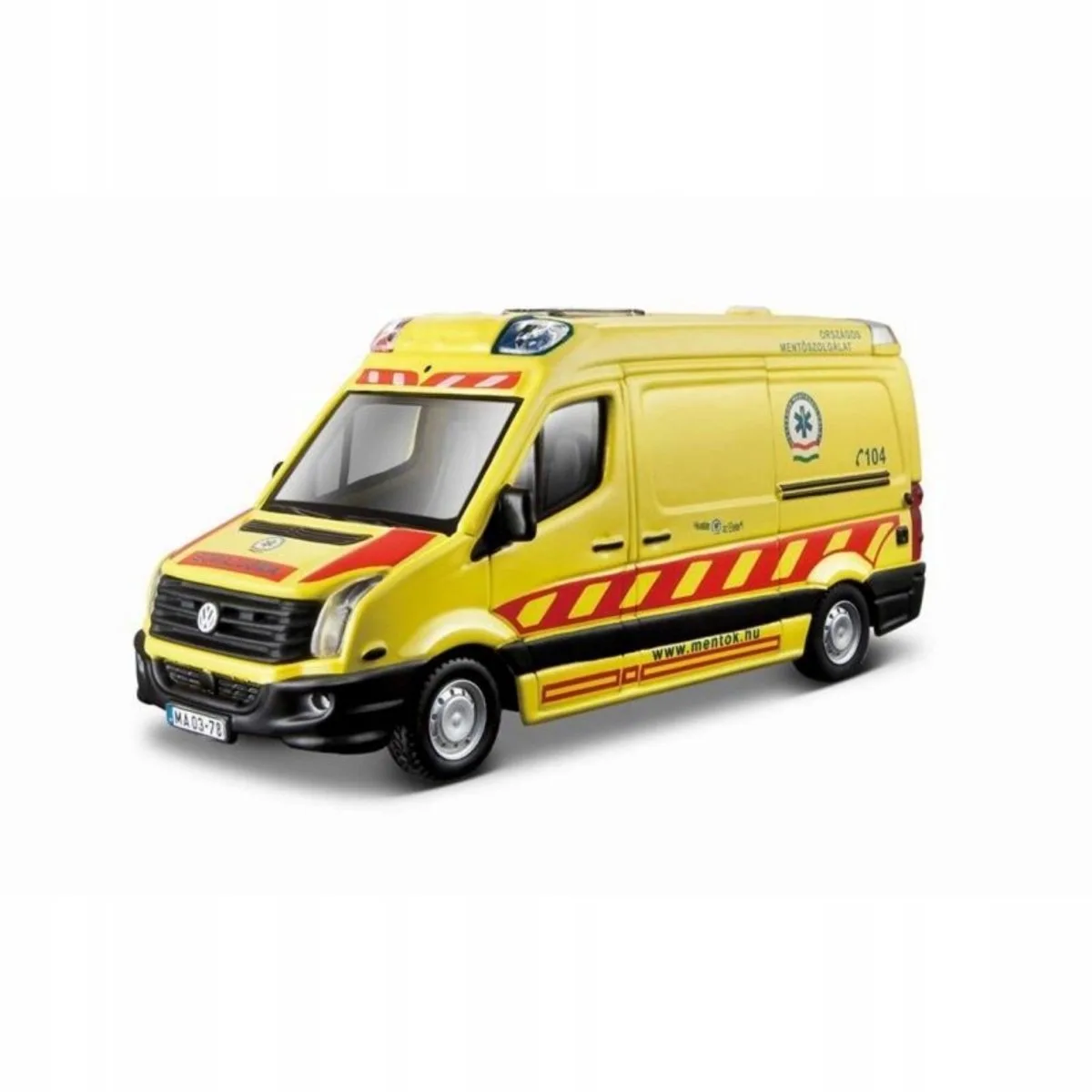 Volkswagen Crafter Ambulance Schaal 1:50 - Speelgoed Voertuig de Bburago en Jaune – photo du produit