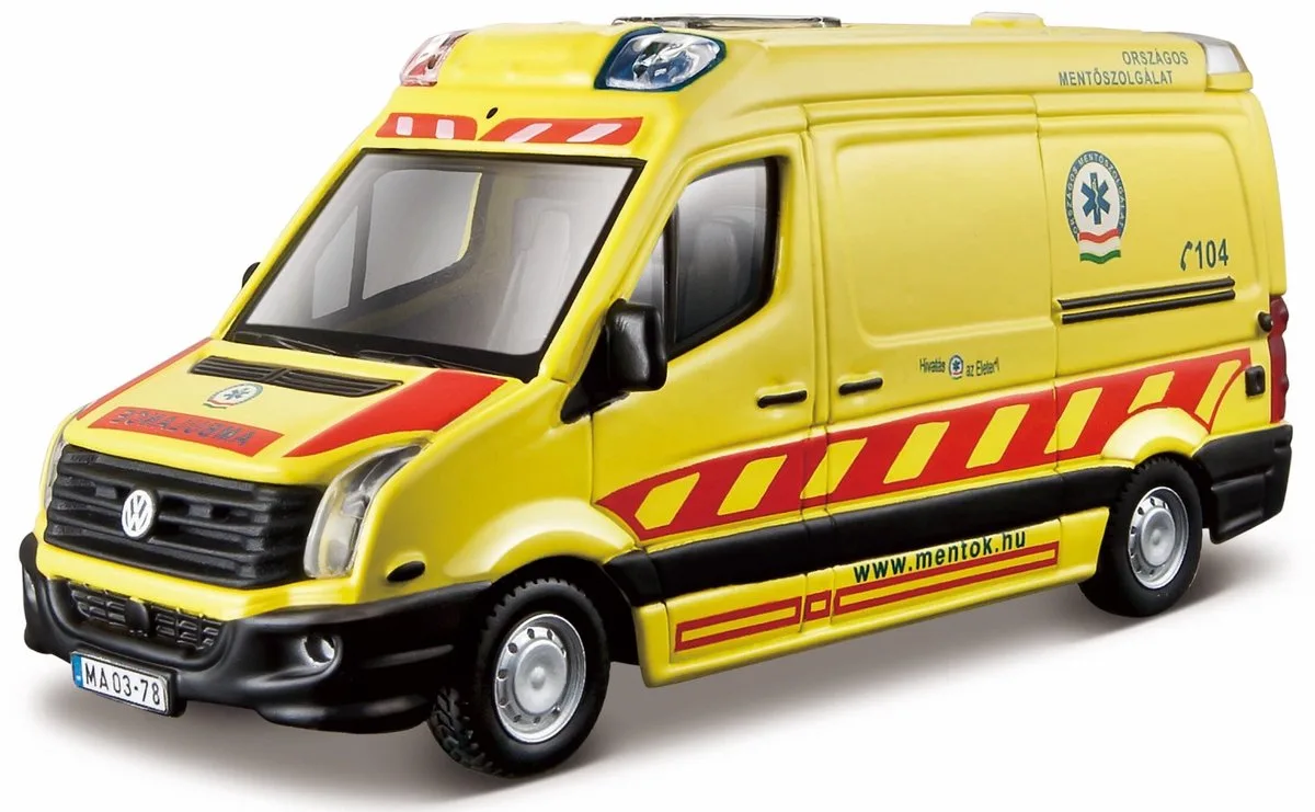 Volkswagen Crafter - Modelauto - Schaal 1:50 de Bburago en Jaune, Rouge – photo du produit