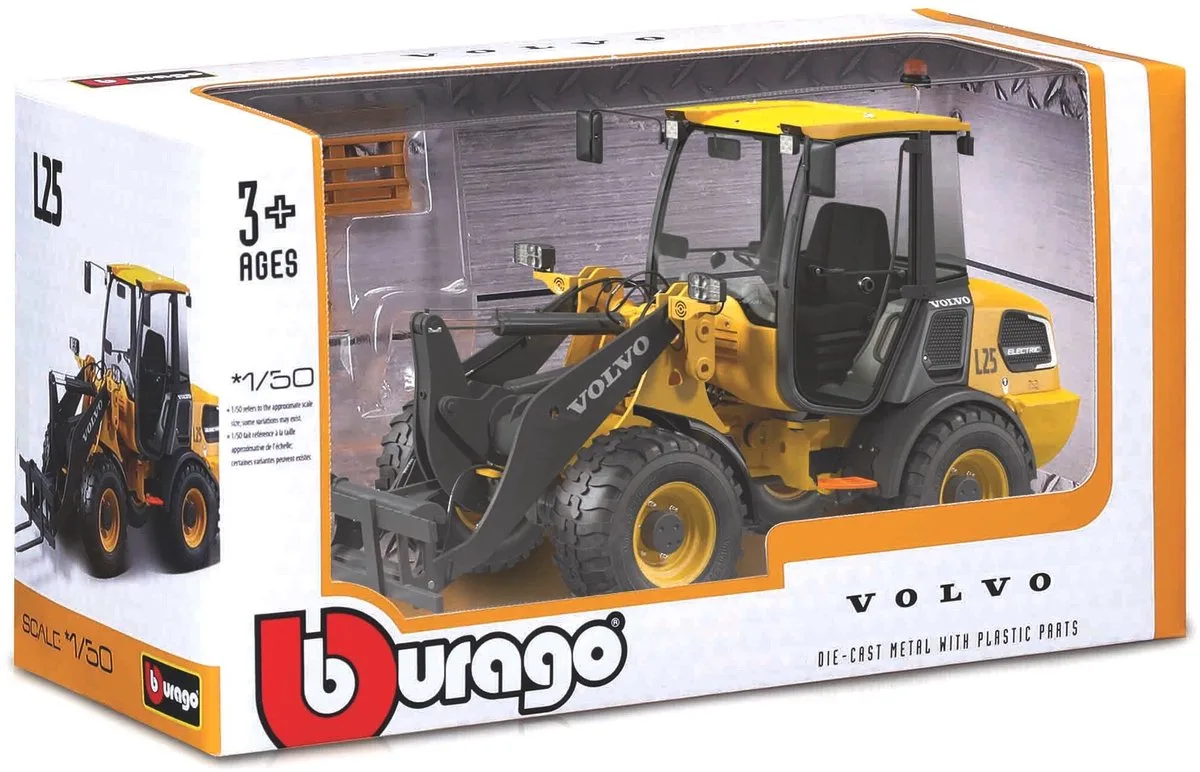 Volvo L25 - Modelauto - Schaal 1:50 van Bburago in Geel, Grijs – productfoto