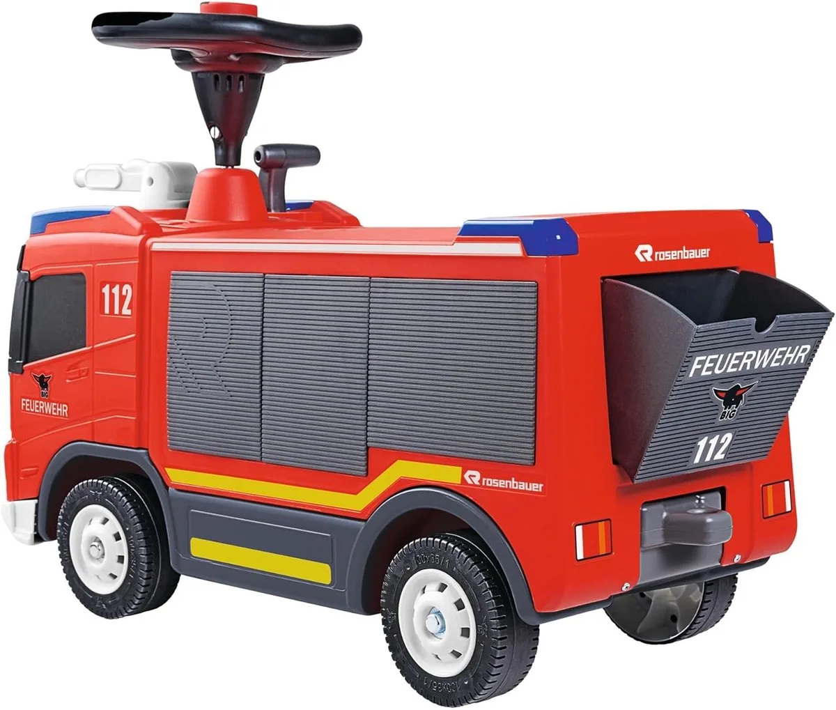Brandweerwagen - Loopauto - Volvo - Waterspuit - Opbergvak - Vanaf 2 jaar från BIG i Röd – produktbild