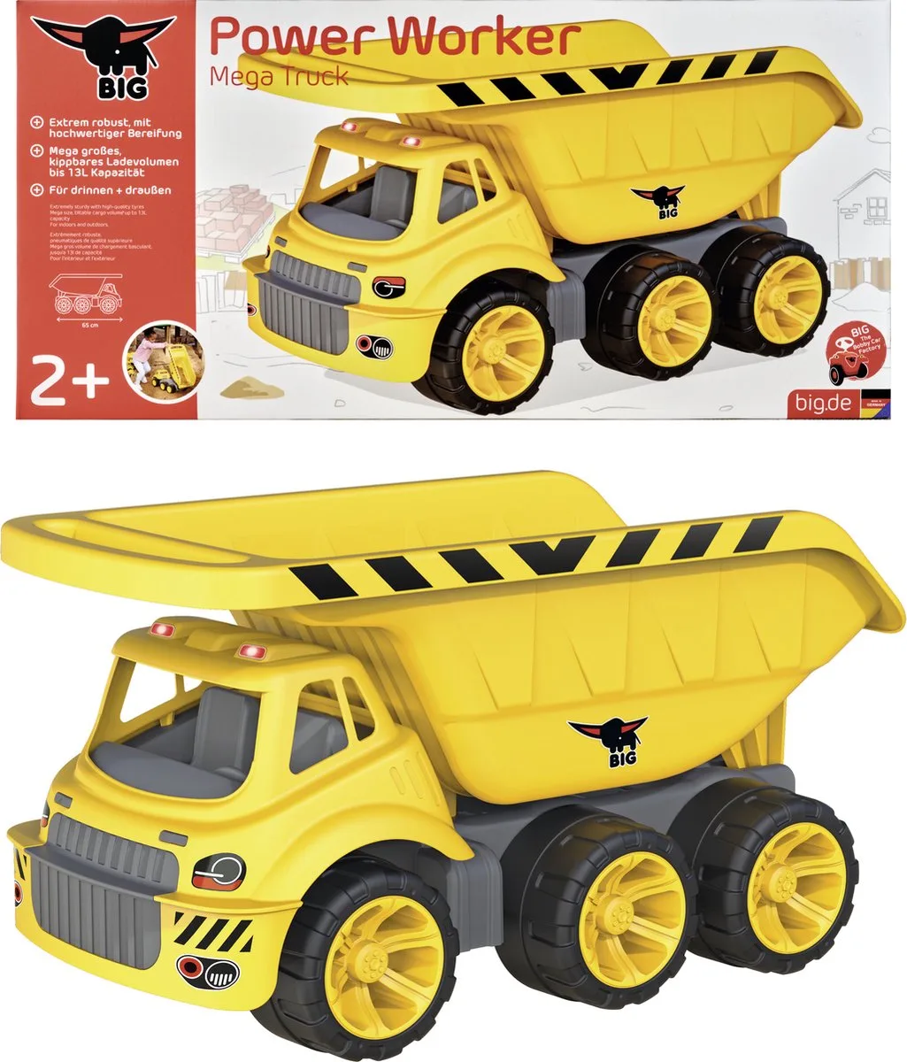 Spielzeug-Baumaschine BIG Power Worker Mega Kipper, Made in Germany von BIG in Gelb – Produktfoto