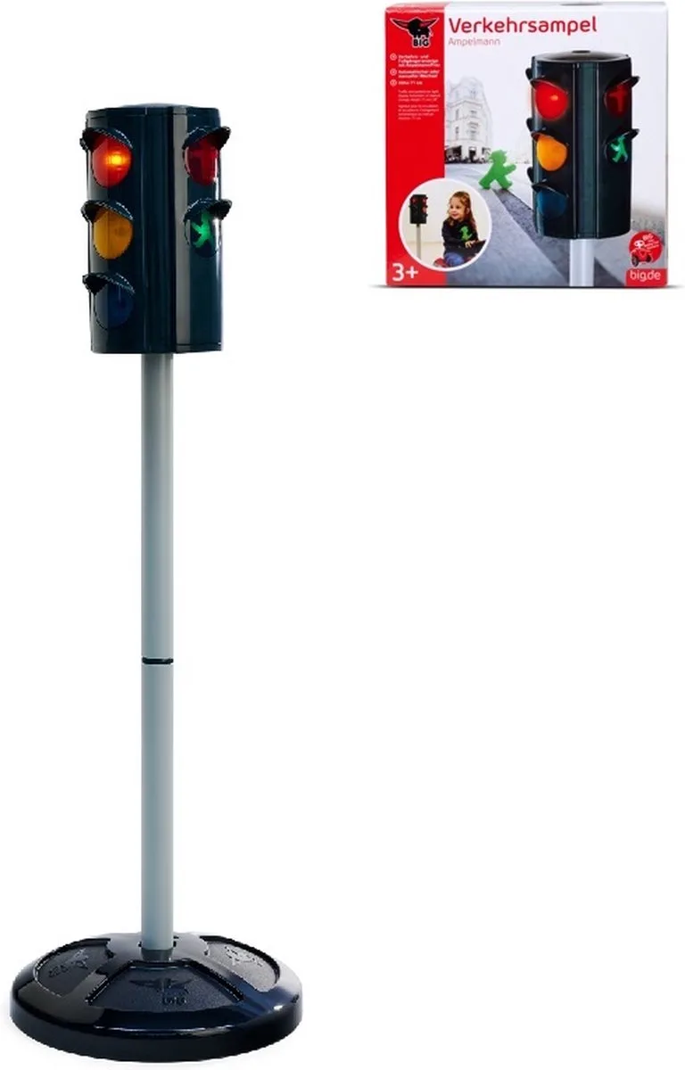 Spiel-Ampelanlage Verkehrsampel Ampelmann, mit Funktion von BIG in Schwarz – Produktfoto
