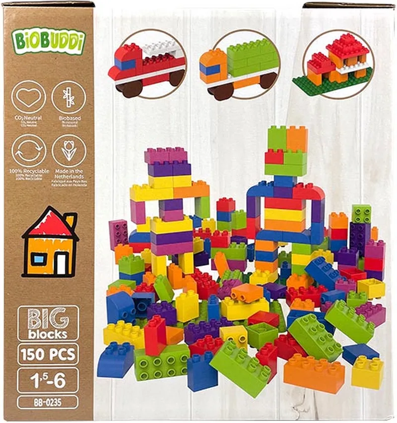 Big Blocks - Bouwblokken Speelgoed - Bouwset-150 blokken van BiOBUDDi in Meerdere – productfoto