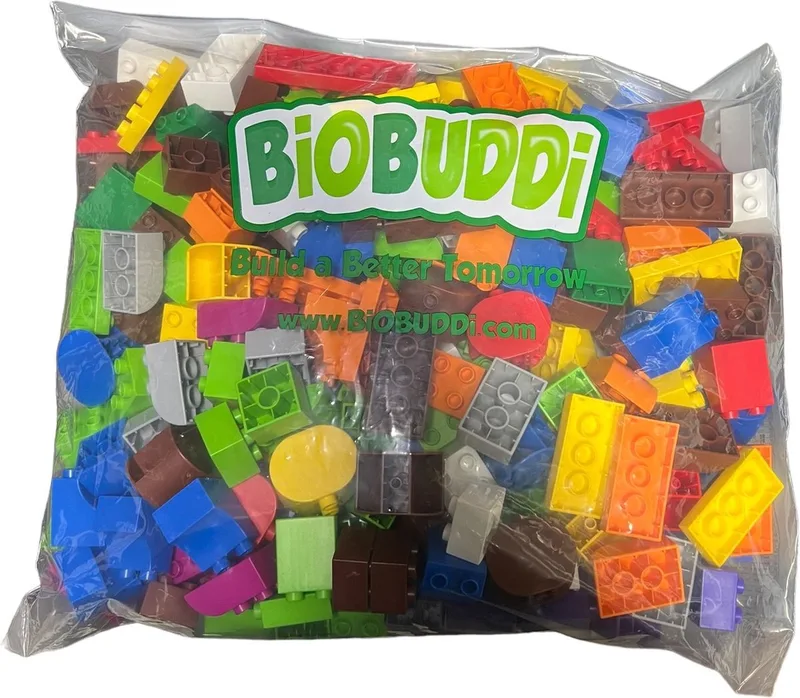 Bio BIG Bag – mix van 250 speelgoedstenen - 2,3 Kg compatible met oa DUPLO by BiOBUDDi – product photo
