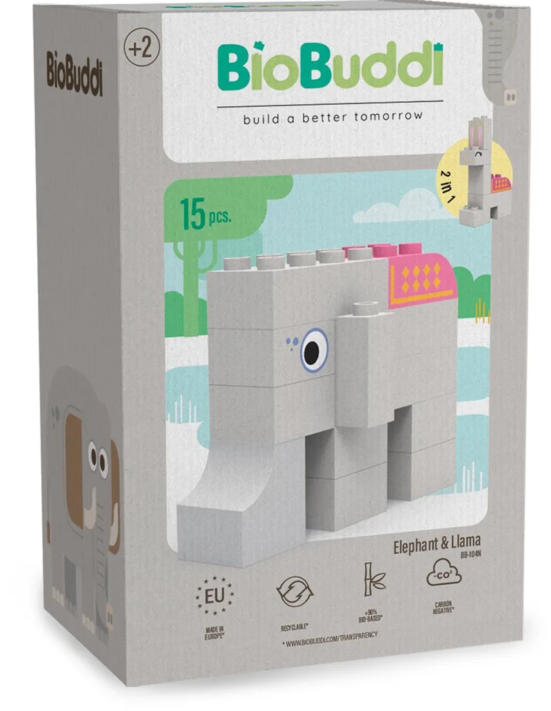 Olifant & Lama bouwblokken by BiOBUDDi in Grey – product photo