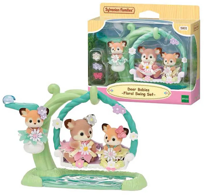 5801 Reh Babys mit Blumenschaukel Spielset från Sylvanian Families – produktbild