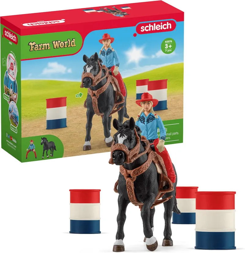 42576 Cowgirl Barrel Racing Fun de Schleich – photo du produit