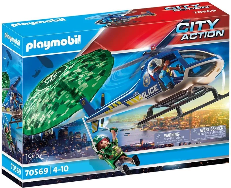 70569 Polizei-Hubschrauber: Fallschirm-Verfolgung de Playmobil – photo du produit