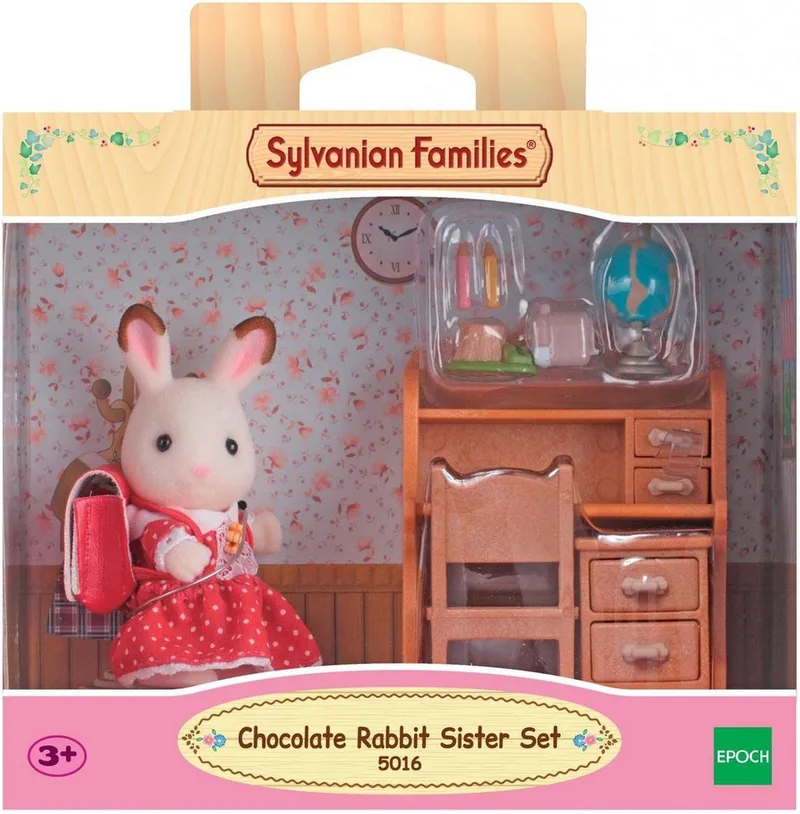 5016 Schokoladenhasen Schwester Schreibtisch Set de Sylvanian Families – photo du produit