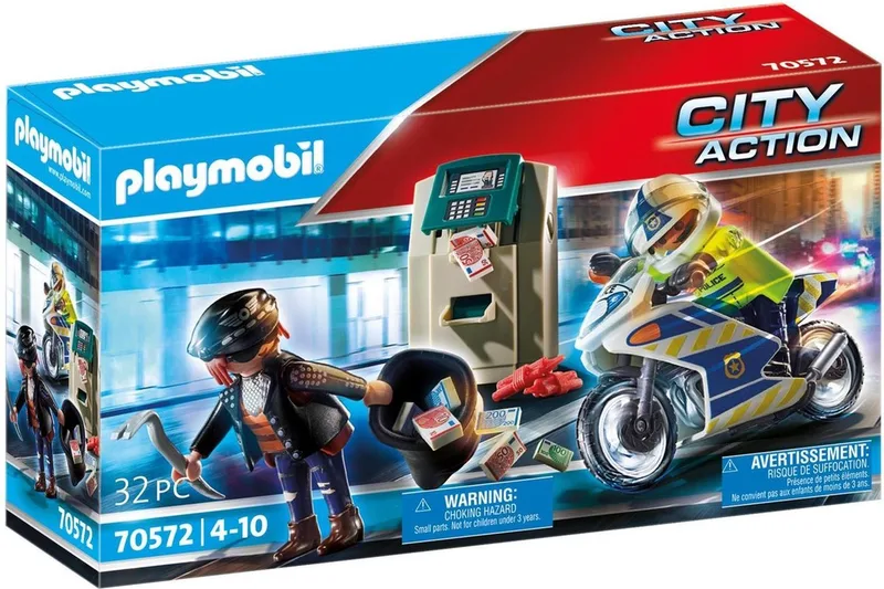 70572 Polizei-Motorrad: Verfolgung des Geldräubers by Playmobil – product photo
