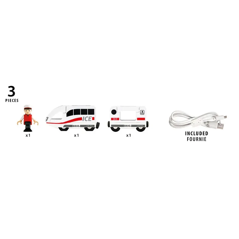 Brio 63608800 Hogesnelheidstrein ICE (batterij) de BRIO en Kleurloos – photo du produit 3 sur 6