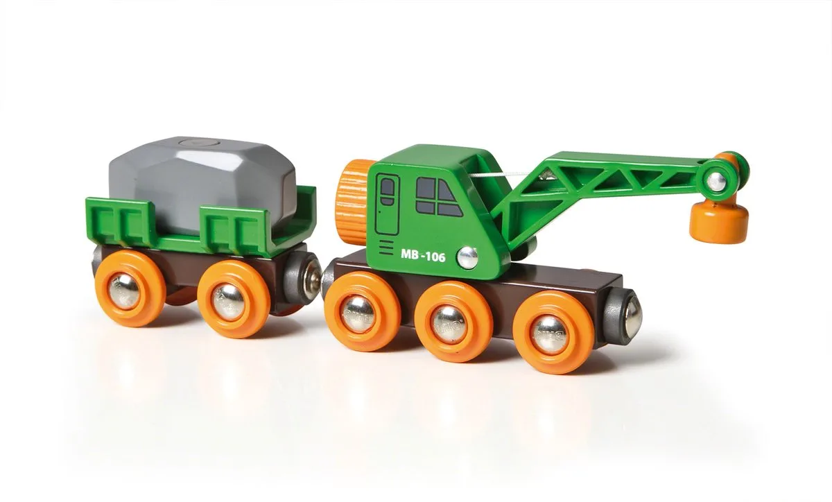 Grner Kranwagen mit Anhnger von BRIO in Schwarz, Grün – Produktfoto