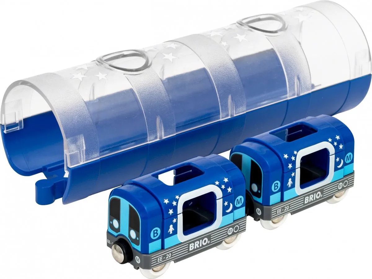 Metrotrein en tunnel - Glow in the dark - 3+ jaar - 33970 - uitbreiding voor BRIO World - vanaf 3 jaar van BRIO in Meerkleurig – productfoto