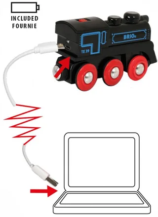 Oplaadbare locomotief met mini USB- kabel - 33599 - Treinbaanonderdeel fra BRIO i Flerfarvet – produktbillede 4 af 5