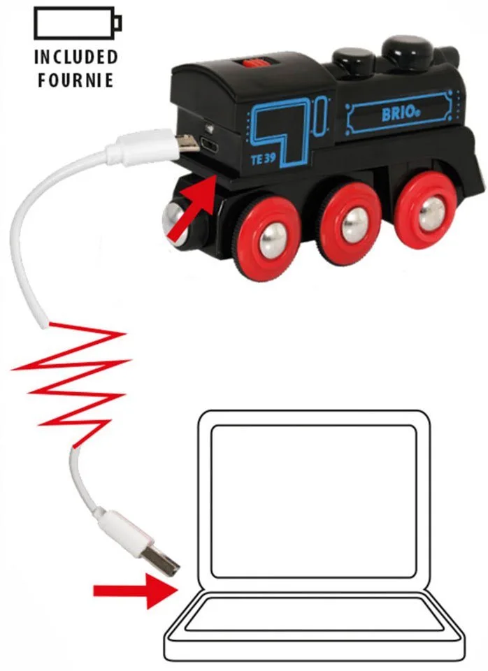 Oplaadbare locomotief met mini USB- kabel - 33599 - Treinbaanonderdeel fra BRIO i Flerfarvet – produktbillede 4 af 5