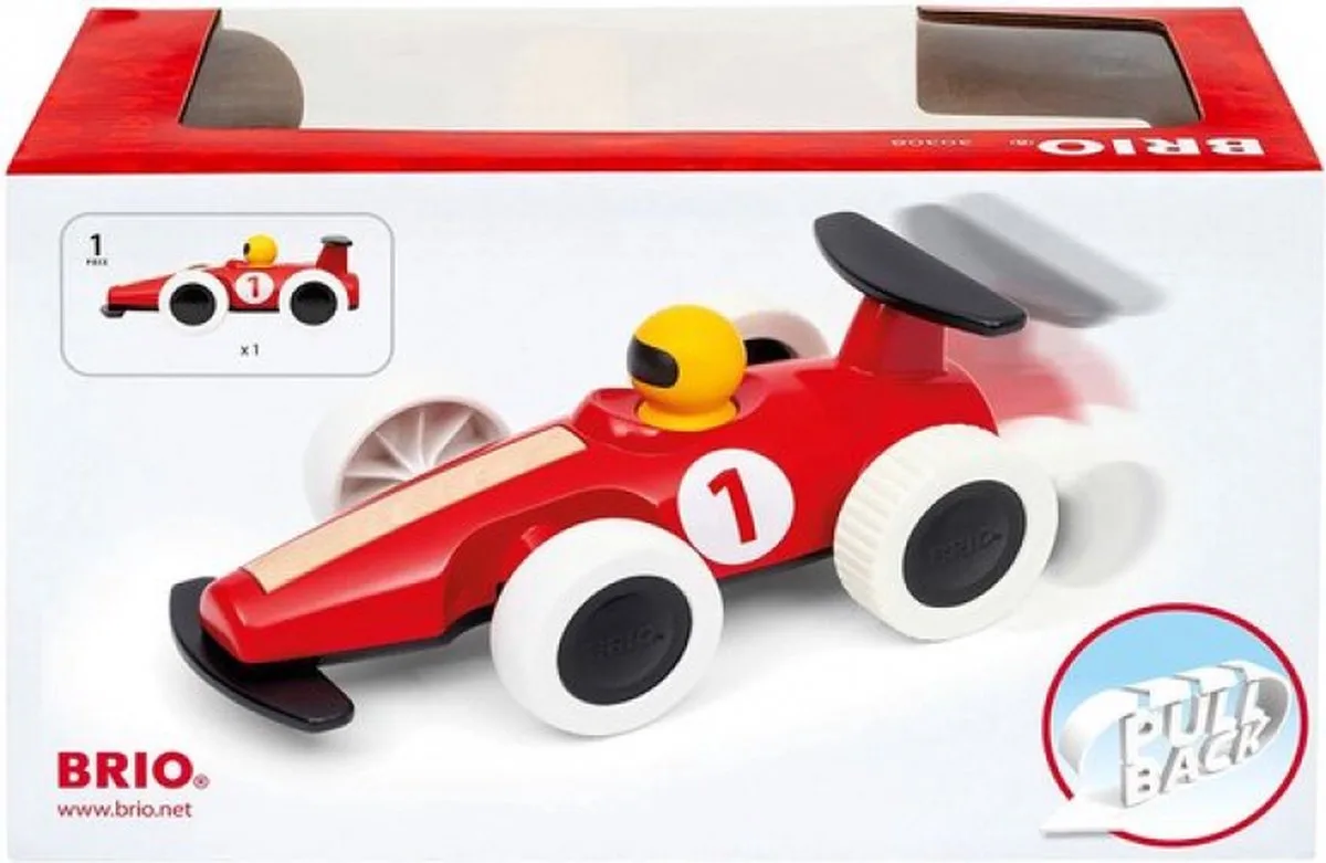 Pull Back gemotoriseerde grote raceauto - Aanbevolen voor peuters van 18 maanden en ouder - Speelgoedvoertuig - vanaf 3 jaar de BRIO en Noir, Rouge, Blanc, Jaune – photo du produit