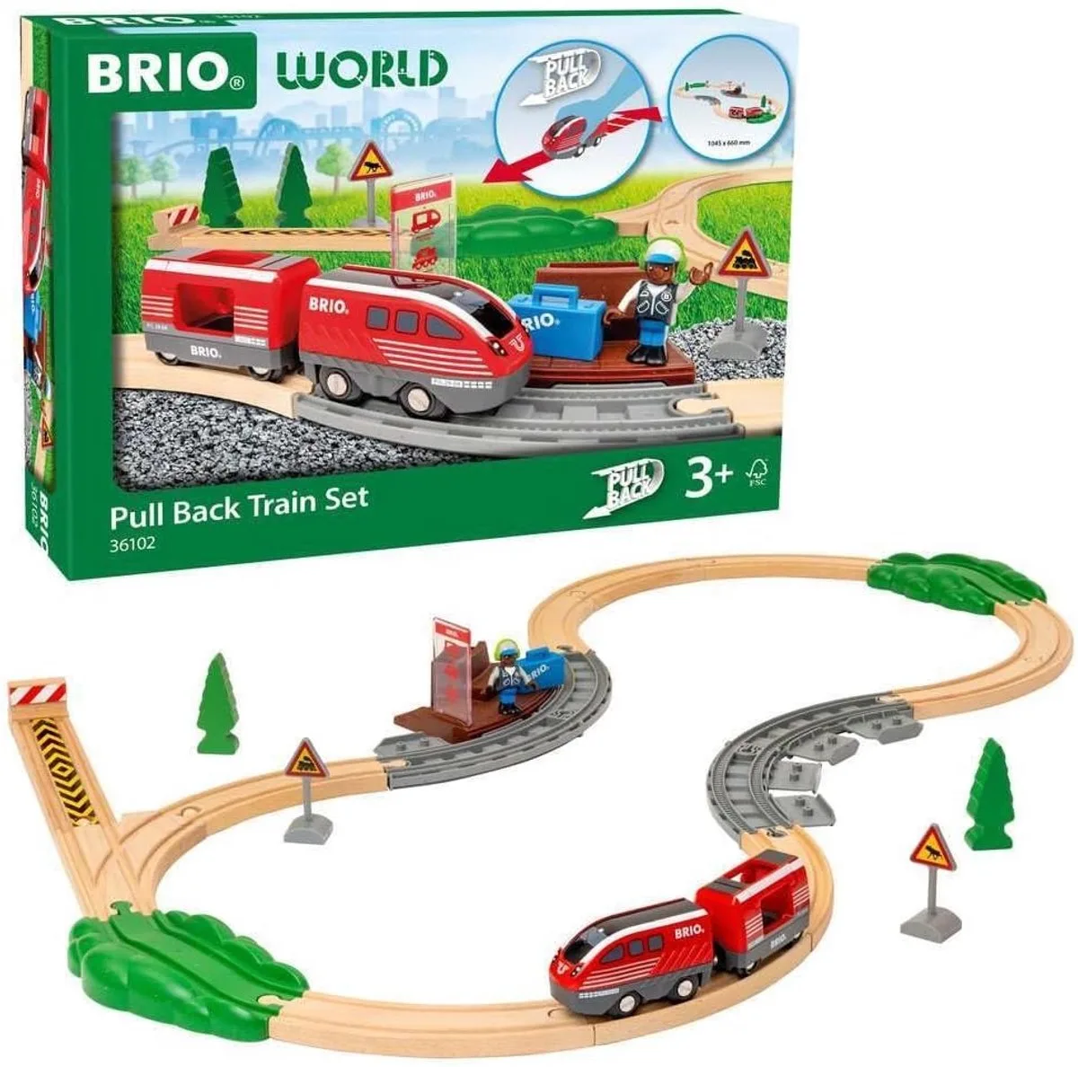 Pull Back Treinset - Houten Trein voor Kinderen vanaf 3 Jaar de BRIO en Multicolore – photo du produit