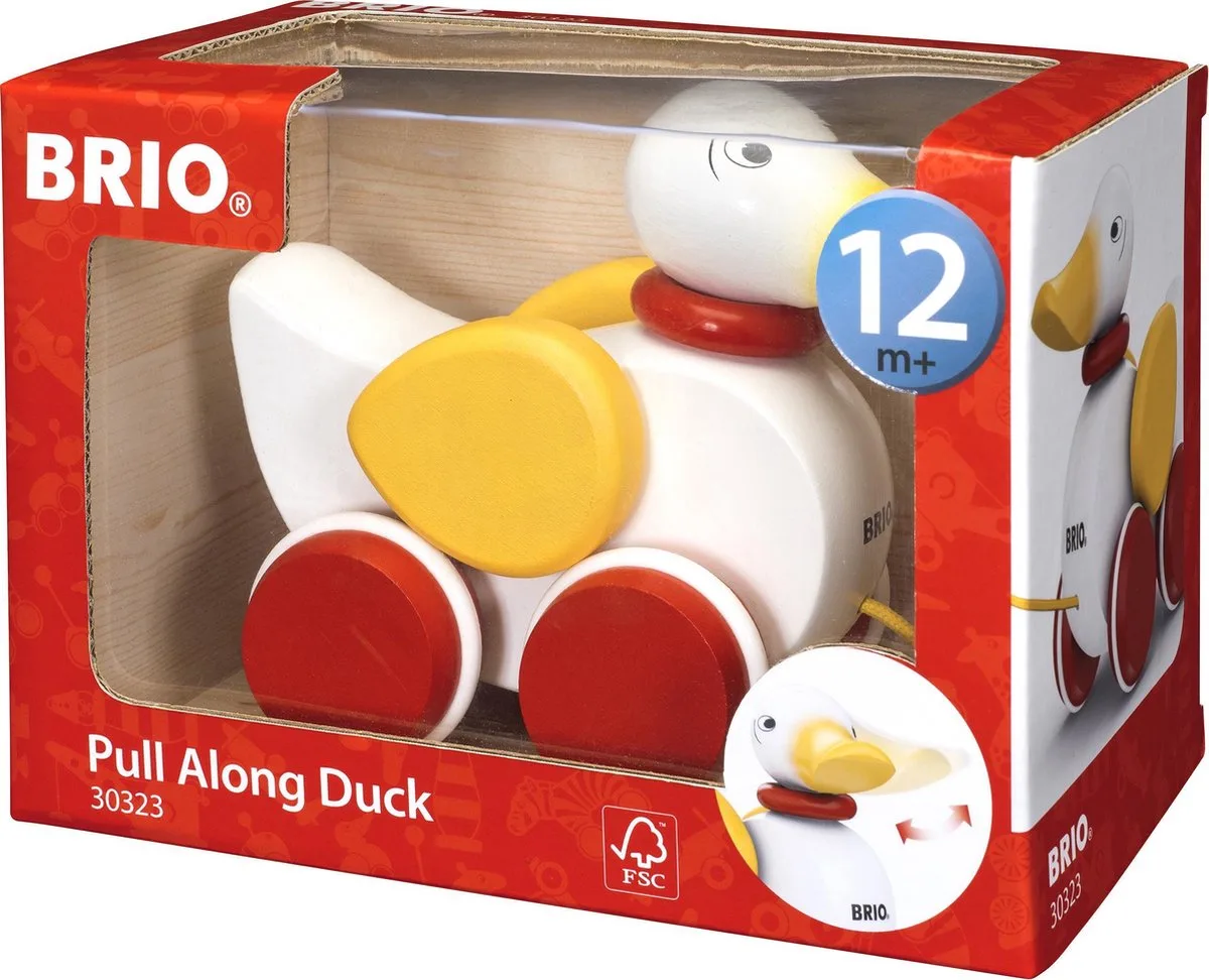 Speelgoed | Wooden Toys - Pull-Along Duck van BRIO in Wit – productfoto
