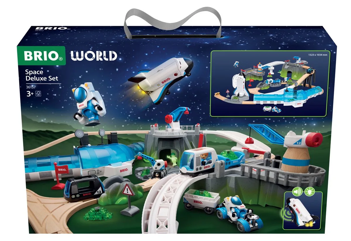 World Space Deluxe set - houten treinbaan met spaceshuttle en astronauten - 56-delig de BRIO en Multicolore – photo du produit
