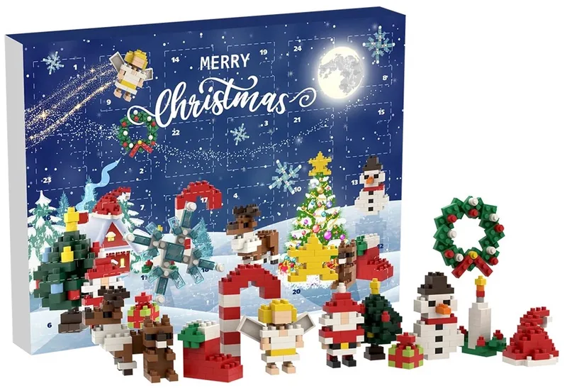 Adventskalender - Vrolijk Kerstfeest – 24 Bouwsets – 377 Stenen – Vanaf 4 Jaar från Brixies – produktbild